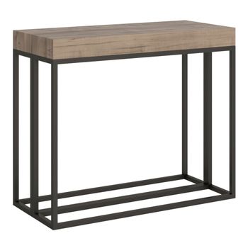 Consola extensible 90x40/196 cm efecto madera roble natural, hierro