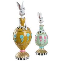 conjunto de 2 figuras decorativas de pascua adornos primaverales conejitos estanteria multicolor odense