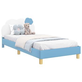 Cama Individual | Estructura De Cama Con Cabecera Azul 90 X 190 Cm Pu