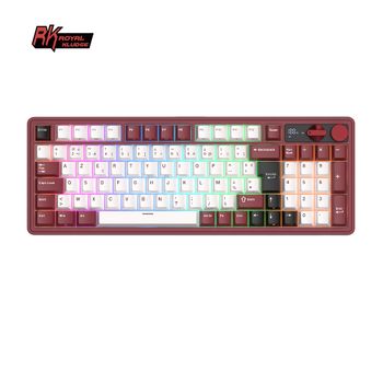 Teclado Gamer Francés ROYAL KLUDGE M100, 96% PBT, RGB, 8000mAh, BT5.0/2.4G/USB, Inalámbrico, Mecánico, Pantalla, Dos Perillas