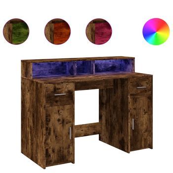 Mesa De Escritorio | Escritorio De Despacho | Escritorio Con Led Madera Ingeniería Roble Ahumado 120x55x91 Cm