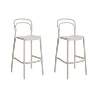 conjunto de 2 sillas de bar modernas de plastico resistentes a la intemperie para uso en interiores y exteriores beige porano