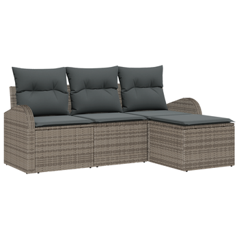 Conjunto De Sofá De Jardín De 4 Uds Con Cojines Gris Poliratán Cfw201211