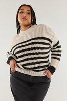yours jersey crema de punto con rayas negras mujer curvy y tallas grandes yours