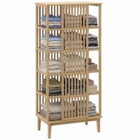 armario de bambu para dormitorio con puerta corredera 5 niveles 80 x 473 x 175 cm  madera natural