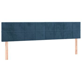 Cabecero Cama Mueble De Dormitorio Con Led De Terciopelo Oscuro 180 X 5 X 78/88 Cm Azul M02_0001314