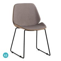 pack 2ser sillas madera tapizadas con patas metalicas negras