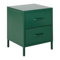 mesa de noche de metal verde 43 x 40 cm 2 cajones almacenaje dormitorio malavi
