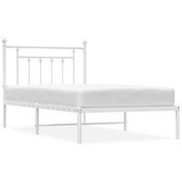 cama individual  cama para adulto  estructura cama sin colchon con cabecero metal blanco 100x190cm