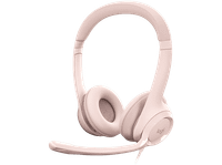 auriculares - logitech usb headset h390 de diadema con cable para pc microfono control multimedia cancelacion de ruido rosa