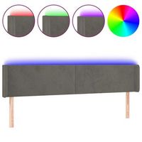 cabecero cama  panel de cabecera con led de terciopelo gris oscuro 183x16x7888 cm