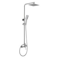 kibath columna de ducha monomando six  altura regulable 79-125 cm  laton macizo cromo brillo  diseno cuadrado con rociador efecto lluvia y alcachofa  ideal techos altos