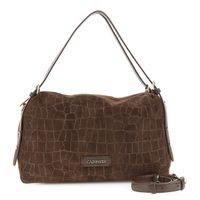 bolso saco suave efecto ante en estampado coco con bandoleras finas dark brown taglia unica