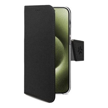 Funda para móvil Celly WALLY1078 cartera piel sintética negra con soporte para iPhone 16