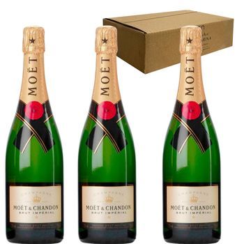Moët & Chandon Moët Brut Imperial - Champán Con Uvas Pinot Noir, Pinot Me - Pack 3 Botellas 75 Cl - 14% Vol.