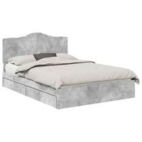 cama matrimonial  cama para adulto  cama con almacenamiento con cabecera gris concreto 150 x 200 cm