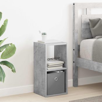 Mesita De Noche - Mueble Dormitorio - Madera De Ingeniería - Gris Concreto (25.5x22x49.5cm)