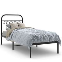 cama individual  cama de adulto  estructura cama sin colchon con cabecero metal negro 75x190 cm