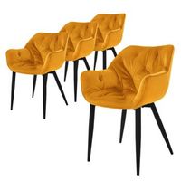 4 x sillas de comedor con patas de metal amarillo mostaza ml-design