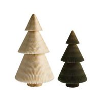 conjunto de 2 figuritas de arboles de navidad de papel con forma de panal origami decoracion navidena beigeverde vefsna