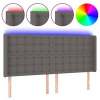 cabecero cama  panel de cabecera con led cuero sintetico gris 183x16x118128 cm