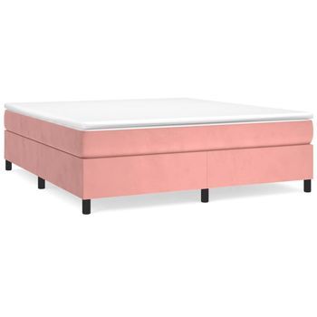 Cama Matrimonial | Cama Para Adultos | Estructura De Cama Box Spring Terciopelo Rosa 160x200 Cm