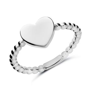 Anillo corazón de plata 925 grabable para mujer