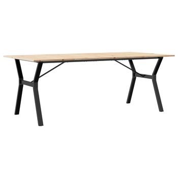Mesa De Comedor - Mesa De Cocina Marco Y Madera Maciza Pino Y Acero 200x100x75cm