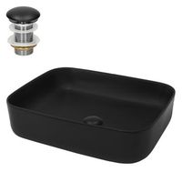 lavabo con desague 51x405x135cm ceramica negra ecd germany