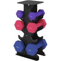 sportnow juego de mancuernas 3 pares con soporte mango antideslizante 1-5 kg hexagonal   aosom espana