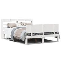 estructura de cama con cabecero madera de pino blanco 150x200cm