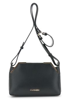 bolso bandolera efecto piel con esquinas metálicas black taglia unica