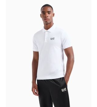 EA7 para hombre. 8NPF14_PJVQZ Polo Core identity de algodón elástico blanco (XXL), Casual, Manga corta