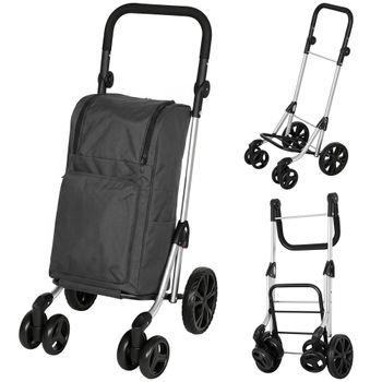HOMCOM Carrito de la Compra Bolsa de 46 L Plegable con Bolsa Refrigerada Asa Ajustable Armazón de Aluminio Gris Oscuro   Aosom España