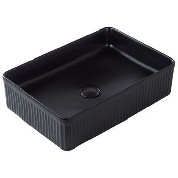 Lavabo Sobre Encimera De Cerámica Mate Negro 50 X 34 Cm Geldo