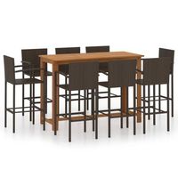 conjunto de bar para jardin 9 piezas marron vidaxl