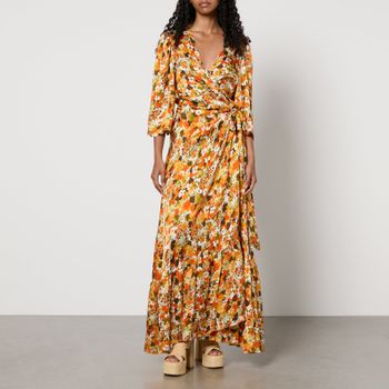 Stella Nova Floral-Print Puckered Silk Wrap Dress - DK 38/UK 12