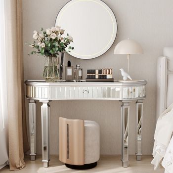 Mesa Consola - Mueble Para Salón Y Entrada - Mdf Y Vidrio - Gris Y Plata (120x38x78cm)
