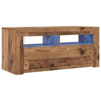 mueble tv  mueble de salon  mesa de tv luces led madera ingenieria envejecida 90x35x40 cm