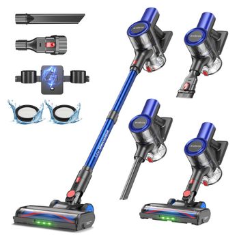 Aspiradora Inalámbrica Erabros EV2, 450W 55Kpa de Alta Succión, Pantalla LED, Aspiradora de Mano para Pisos, Alfombras y Pelo de Mascotas