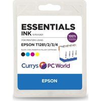 essentials e128 cyan magenta yellow  black epson ink cartridges - multipack cyan