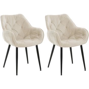 Set De 2 Sillas De Comedor Tanna En Terciopelo Crema 62x58x83 Cm Clp