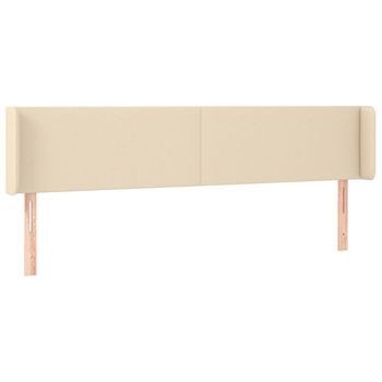 Cabecero Cama Mueble De Dormitorio Con Led De Tela 183 X 16 X 78/88 Cm Crema M02_0000564