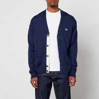 maison kitsune tricolour fox patch classic cardigan - navy - s