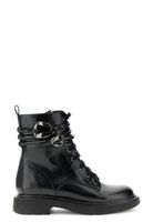 botines con cordones efecto piel arrugada brillante black 41
