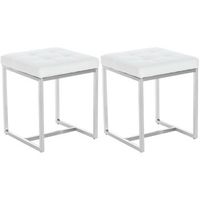 2x taburetes bajos en polipiel blanco y acero inoxidable m10001246