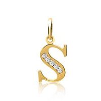 8 quilates colgante de oro letra s con circonita