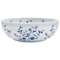lavabo de bano moderno  lavabo sobre encimera redondo ceramica blanco y azul r41x14 cm