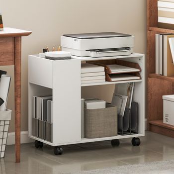 Mueble Para Impresora De Melamina Homcom 70x36x60 Cm Blanco