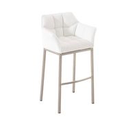 taburete de bar damaso cuero sintetico con base de cuatro patas simil cuero blanco 48x64x110 cm